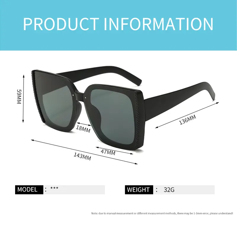 2023 New Fashion Oversize Gradient Sunglasses Women Men Vintage Square Sun Glasses Female Luxury Shades UV400