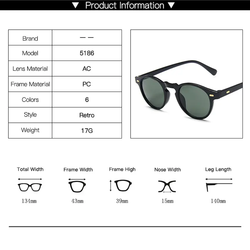 2023 Round Cat Eye Sunglasses Men Brand Designer Vintage Driving Sun Glasses Fashion Retro Male Shades Women Oculos De Sol