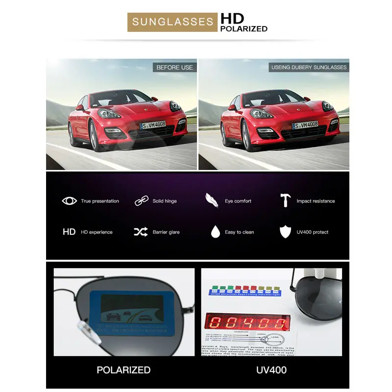 Luxury Men's Polarized Sunglasses Driving Sun Glasses For Men Women Brand Designer Male Vintage Black Pilot Sunglasses UV400