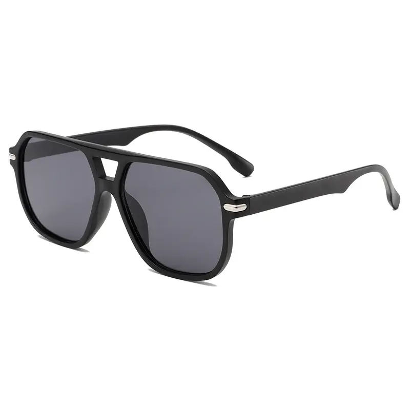 2PACK Vintage Double Bridge Black Sunglasses Women Oversized Square Frame Luxury Shades Sun Glasses Female Pilot Eyewear