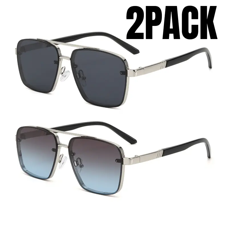 2PACK Metal Frame Sunglasses for Men Women Cool Driving Glasses Fashion Punk Sun Glasses Summer Goggles UV400 Eyewear