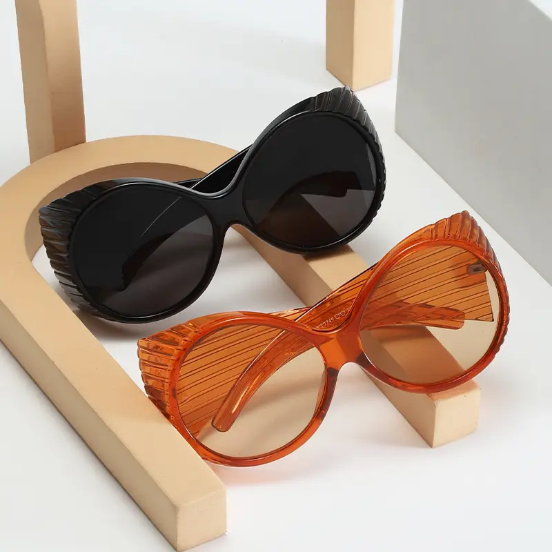 2PACK Oversized Steampunk Round Sunglasses Women Retro 2000's Wrap Around Sun Glasses for Female Fashion Big Frame Punk Sunglass