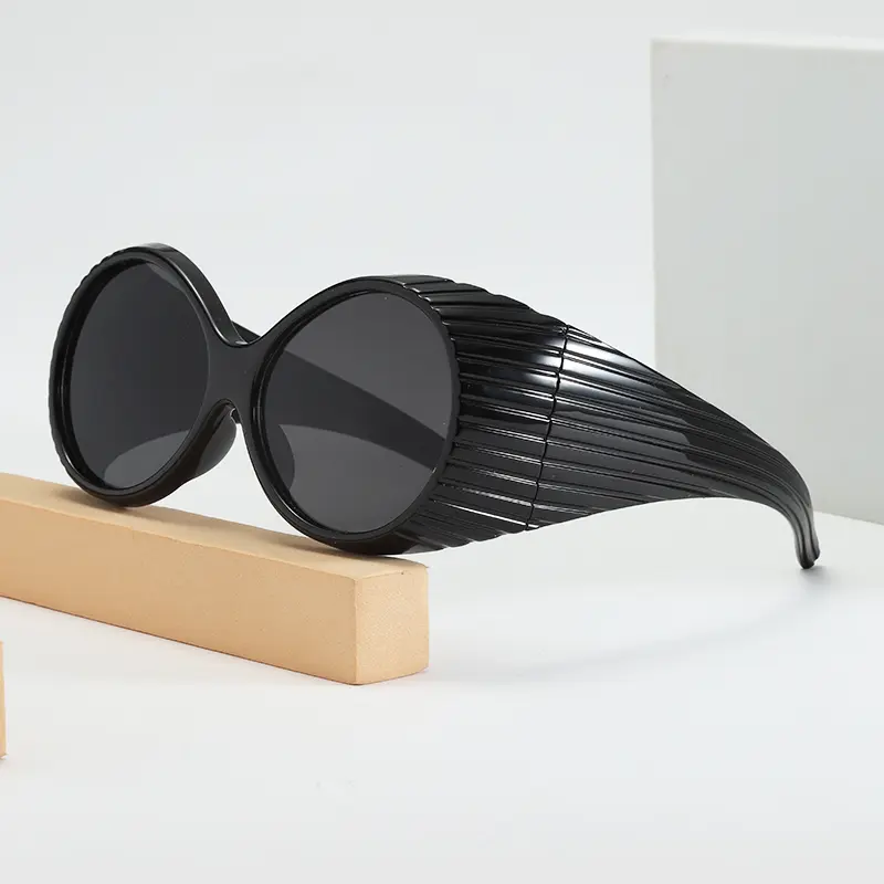 2PACK Oversized Steampunk Round Sunglasses Women Retro 2000's Wrap Around Sun Glasses for Female Fashion Big Frame Punk Sunglass