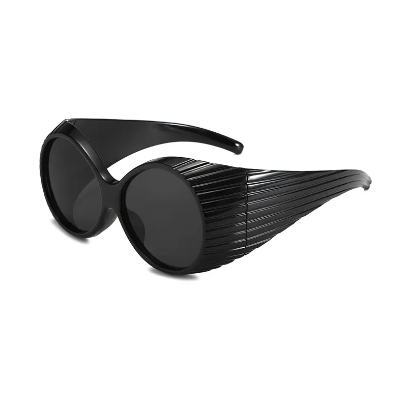 2PACK Oversized Steampunk Round Sunglasses Women Retro 2000's Wrap Around Sun Glasses for Female Fashion Big Frame Punk Sunglass