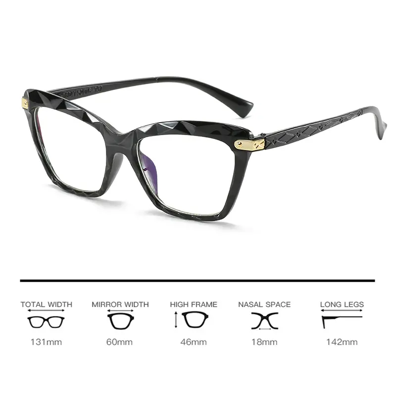 3PCS Women Anti Blue Rays Glasses Fashion Cat Eye Computer Goggles Big Frame Eyeglasses Vision Care Blue Light Blocking Eyewear
