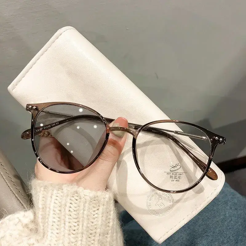 Ladies Anti-blue Light Minus Eyeglasses Smart Photochromic Myopia Glasses Outdoor Changing Color Sunglasses Diopter 0 To -6.0