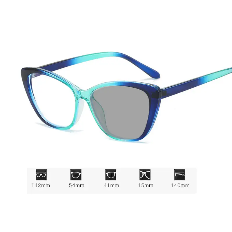 Cat Eye Myopia Photochromic Glasses for Women Men Ultra-light Color Change Near Sight Eyewear Fashion Eyeglasses Diopter