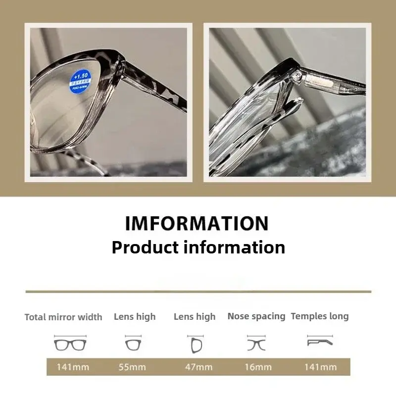 Fashionable Cat Eye Reading Glasses Oversized Frame Ladies Presbyopia Glasses Blue Light Blocking Eye Protection Eyewear