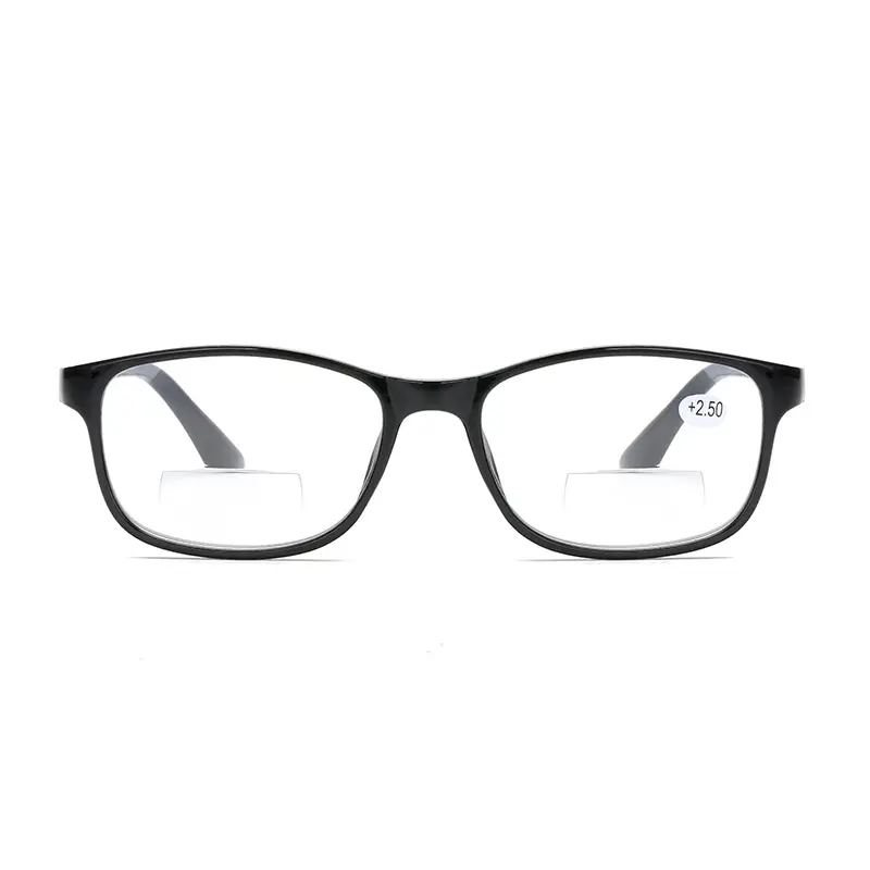 Elderly Fashionable Bifocal Reading Glasses Far Near Sighted Eyeglasses Black Frame Blue Light Blocking Eye Protection Eyewear