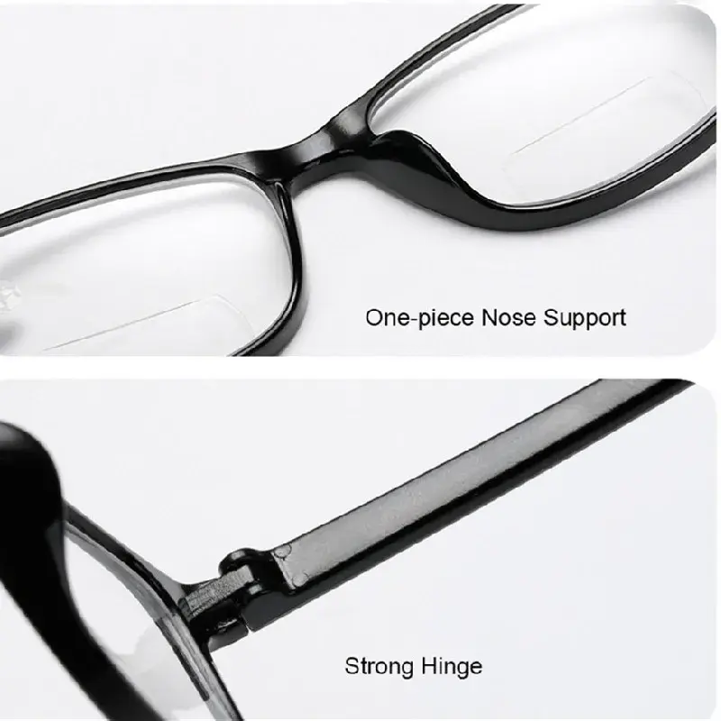 Elderly Fashionable Bifocal Reading Glasses Far Near Sighted Eyeglasses Black Frame Blue Light Blocking Eye Protection Eyewear