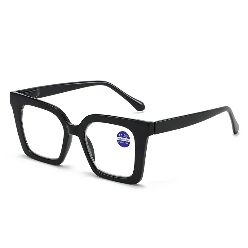 New Fashionable Large Frame Reading Glasses with Spring Legs Multi-colour Anti-blue Light Presbyopia Glasses for Men and Women