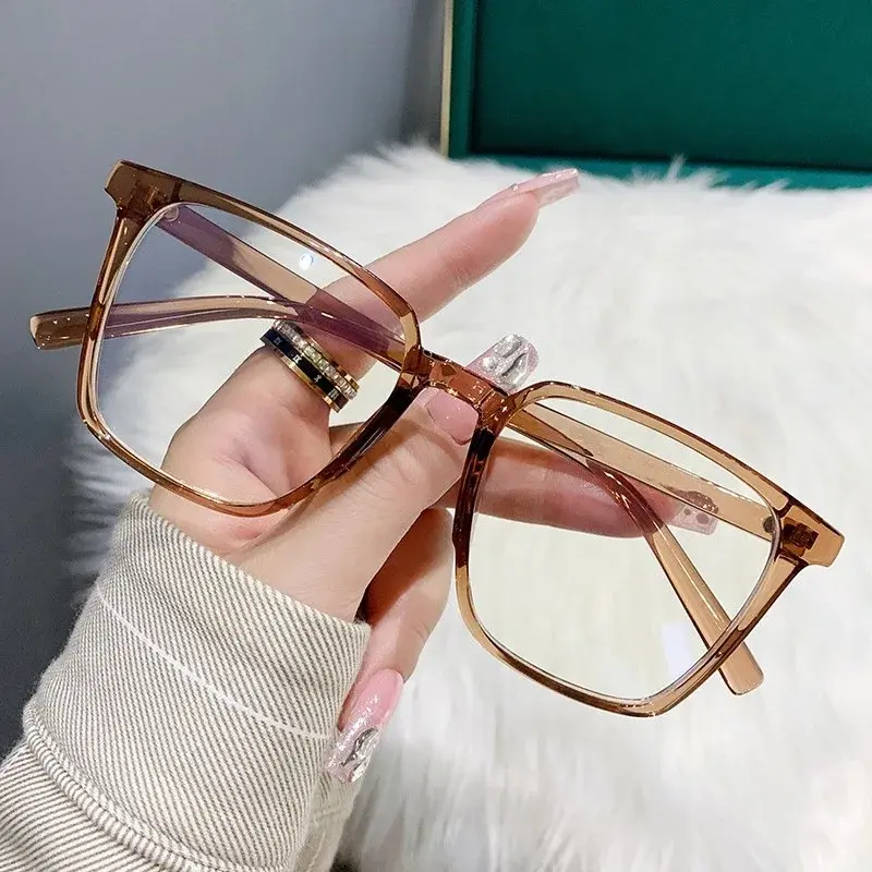 Optical Spectacle Eyeglass Retro Square TR90 Frame Myopia Finished Glasses Ultralight Anti-blue Light Near Sight Glasses