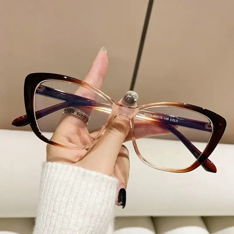 Anti Blue Light Transparent Eyeglasses Vintage Cat Eyes Frame Reading Glasses High-end Tortoiseshell Color Presbyopia Glasses