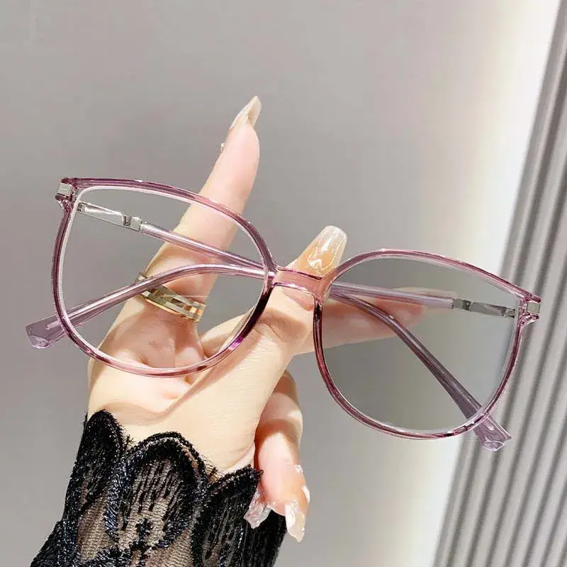 Ultralight Fashion TR90 Photochromic Myopia Glasses Women Men Anti Blue Light Square Frame Myopia Optical Eyeglasses 0 To -400