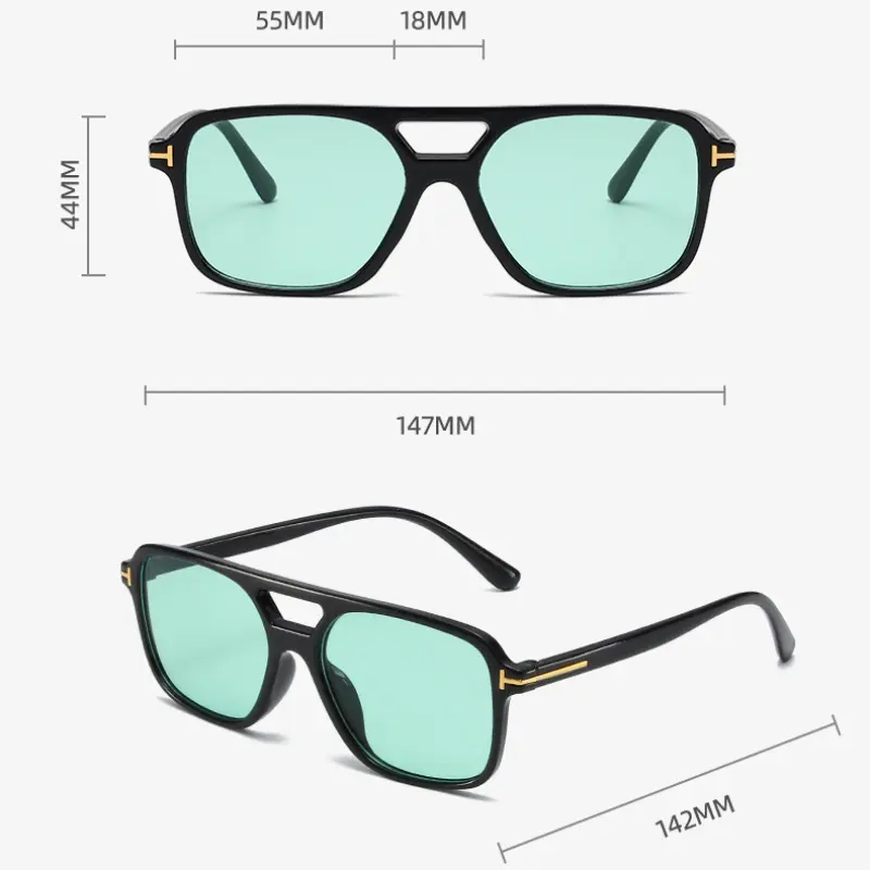 2024 Classic Double Beam T-shaped Ocean Sunglasses New Driving Outdoor Sunglasses UV400 Ultraviolet-proof Sunscreen Sunglasse