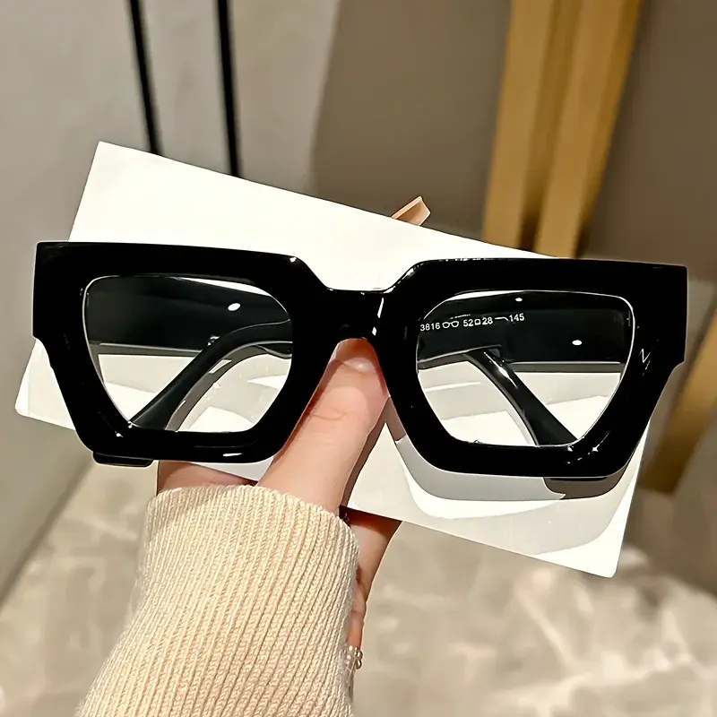Y2K Oversized Thick Frame Sunglasses with Leopard Print Frame Square Trade Glasses Personalized Large Frame Sunglasses for Women