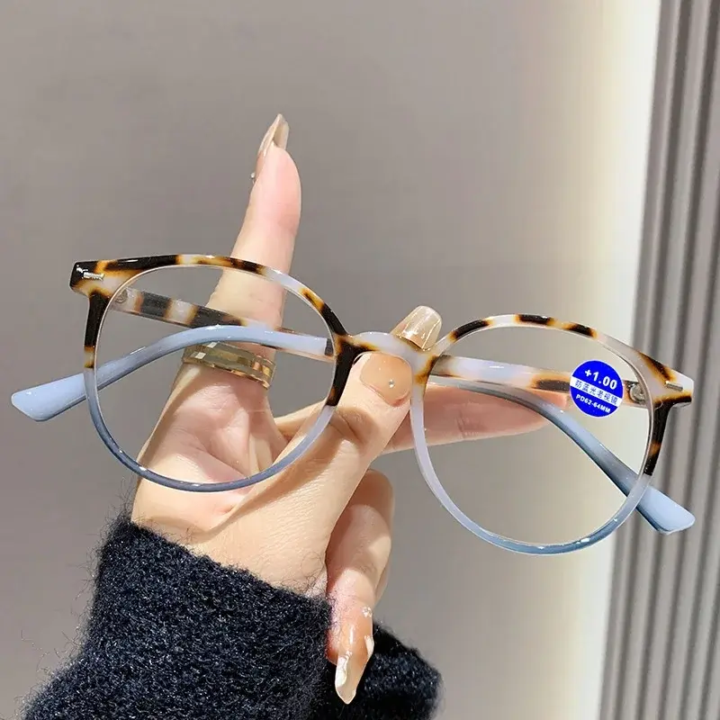 Mirad Color Reading Glasses Trendy Anti Blue Light High-definition Presbyopia Glasses Clear Lens Round Frame Far Sight Glasses