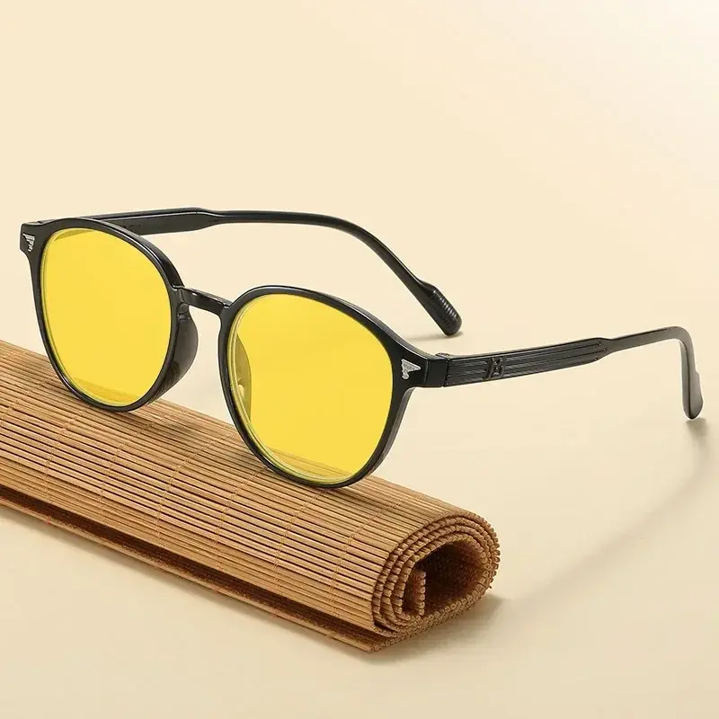 New Retro Ruond Night Vision Glasses Men Women Large Frame Yellow Protective Sunglasses High-definition Computer Driving Glasses