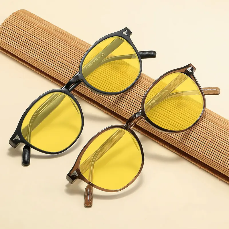 New Retro Ruond Night Vision Glasses Men Women Large Frame Yellow Protective Sunglasses High-definition Computer Driving Glasses
