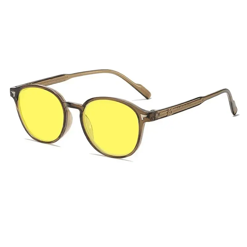 New Retro Ruond Night Vision Glasses Men Women Large Frame Yellow Protective Sunglasses High-definition Computer Driving Glasses