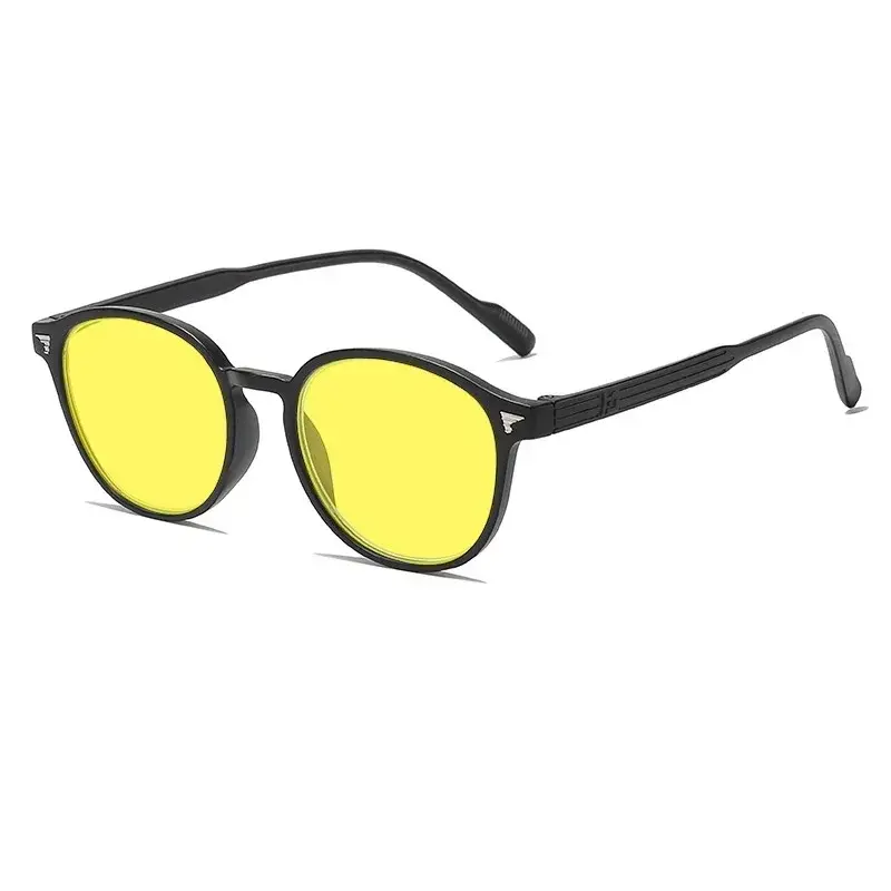 New Retro Ruond Night Vision Glasses Men Women Large Frame Yellow Protective Sunglasses High-definition Computer Driving Glasses
