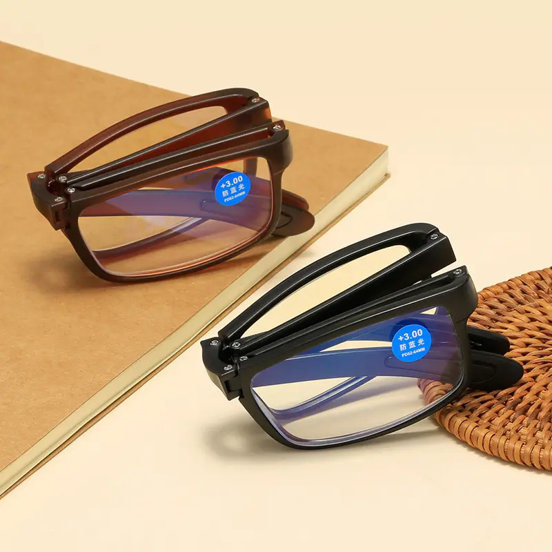 Fashion Far Sight Glasses TR90 High Definition Resin Presbyopic Glasses Portable Folding Square Frame Anti-blue Reading Glasses