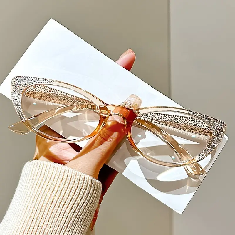 Retro Oval Small Frame Fashion Diamond Anti-blue Light Presbyopia Glasses Middle-aged and Old High-definition Reading Glasses