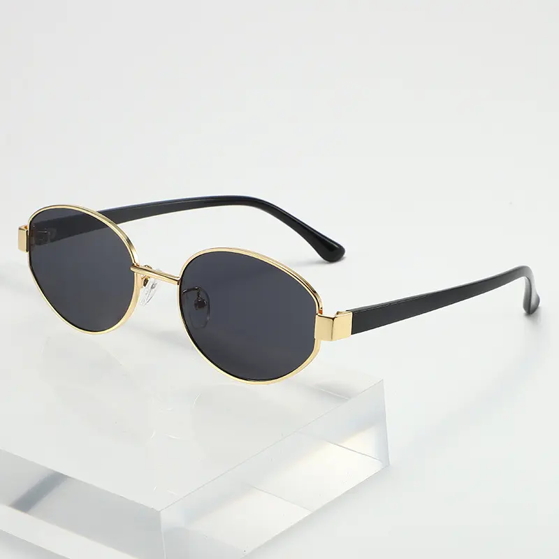 Retro Oval Framed Sunglasses Personalized Fashion Men Women Eyewear Outdoor Driving Dating Party Nylon Lenses Sunglasses
