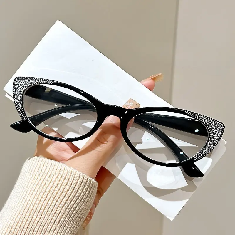 Retro Oval Small Frame Fashion Diamond Anti-blue Light Presbyopia Glasses Middle-aged and Old High-definition Reading Glasses