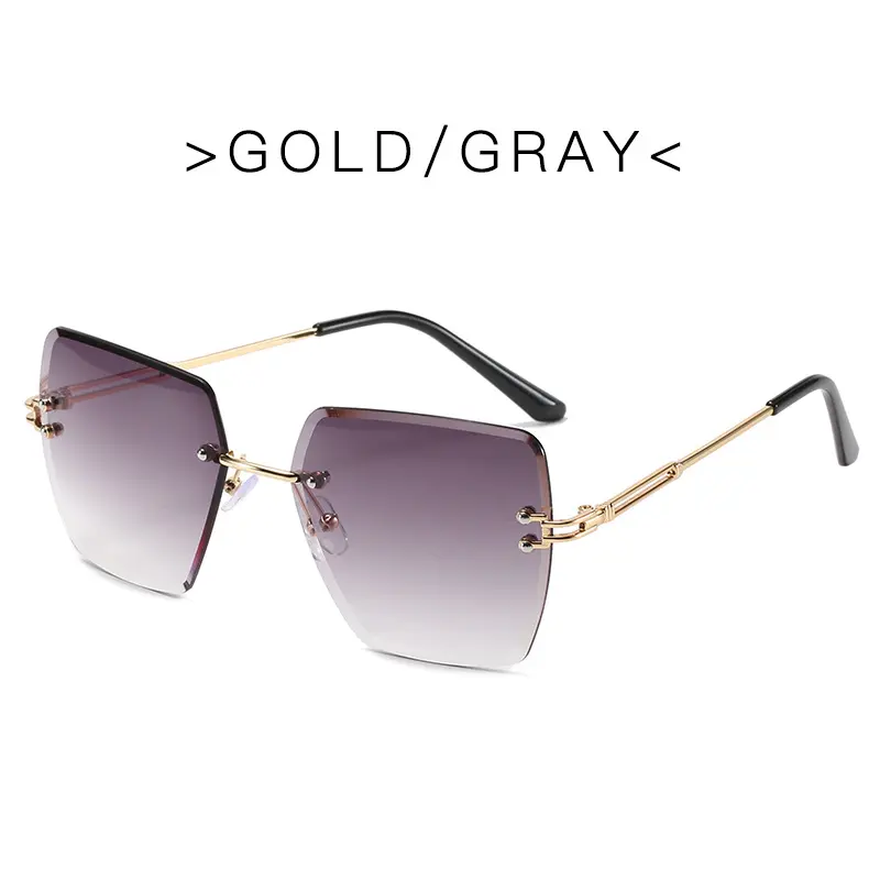 2024 Trendy Polygonal Gradient Men Sunglasses New Frameless Cut Edge Sunglasses for Women Sunscreen and Shading Sunglasses