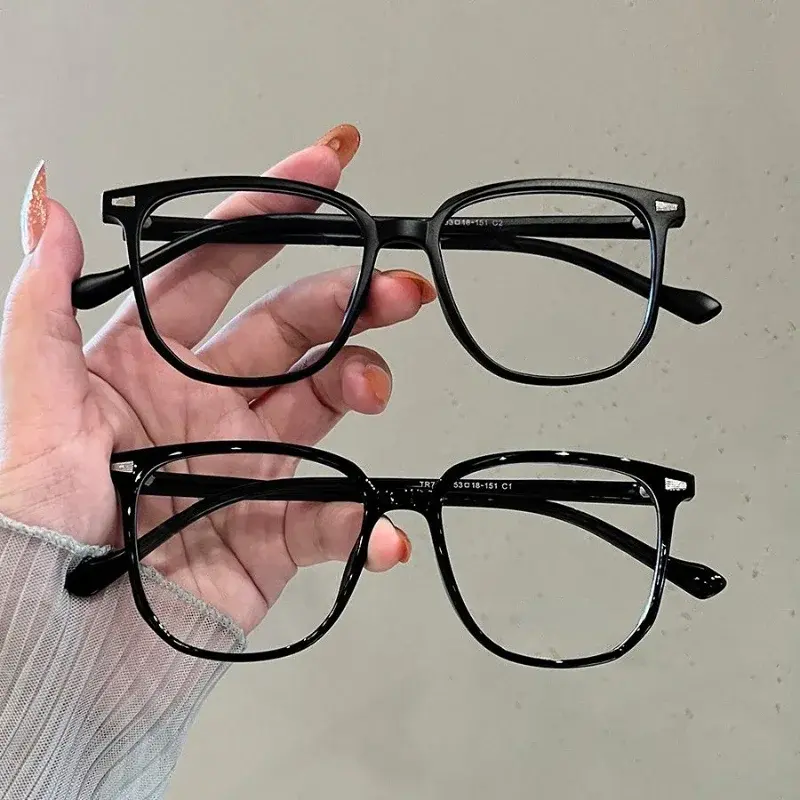 2024 Large Frame Ultra Light TR90 Myopia Eyeglass Korean Trendy Square Near Sight Glasses Anti Blue Light Computer Eyewear