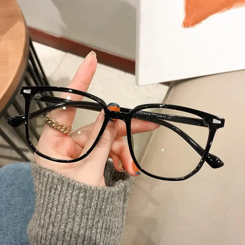 2024 Large Frame Ultra Light TR90 Myopia Eyeglass Korean Trendy Square Near Sight Glasses Anti Blue Light Computer Eyewear