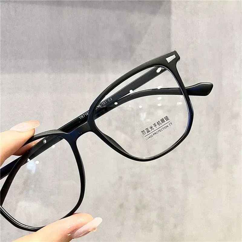2024 Large Frame Ultra Light TR90 Myopia Eyeglass Korean Trendy Square Near Sight Glasses Anti Blue Light Computer Eyewear