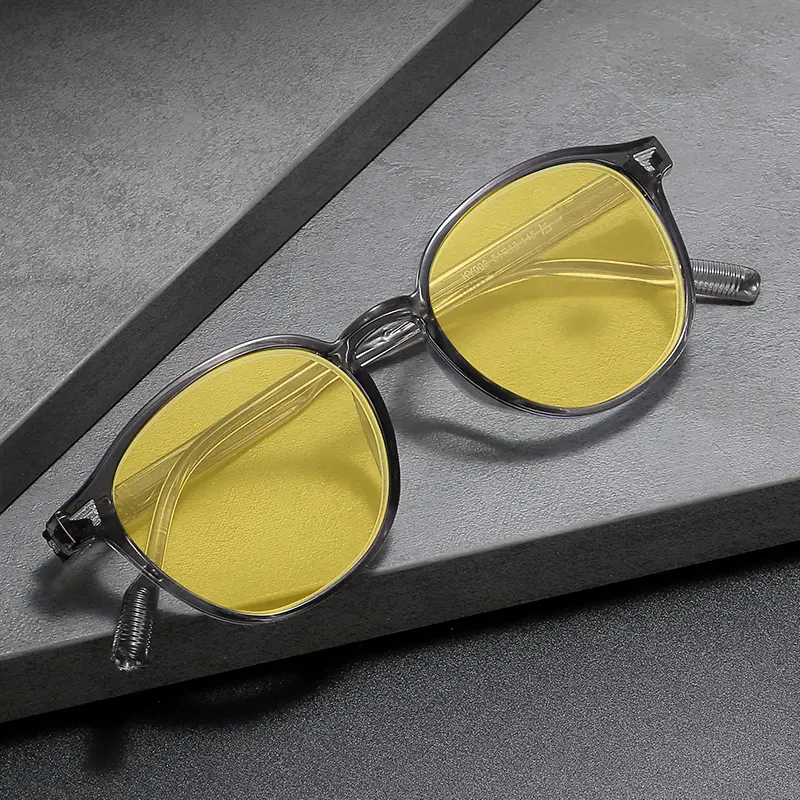 Men Women Large Frame Yellow Protective Sunglasses New Retro Ruond Night Vision Glasses High-definition Computer Driving Glasses