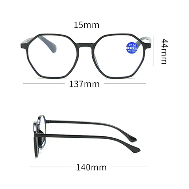 Pentagonal Presbyopia Glasses Men Women Blue Light Blocking Eye Protection Hyperopia Eyewear High-definition Reading Eyeglasses