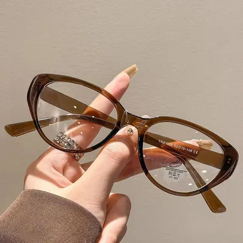 Retro Anti Blue Light Transparent Glasses Personalized Cat Eye Presbyopia Glasses Large Frame High-definition Reading Glasses