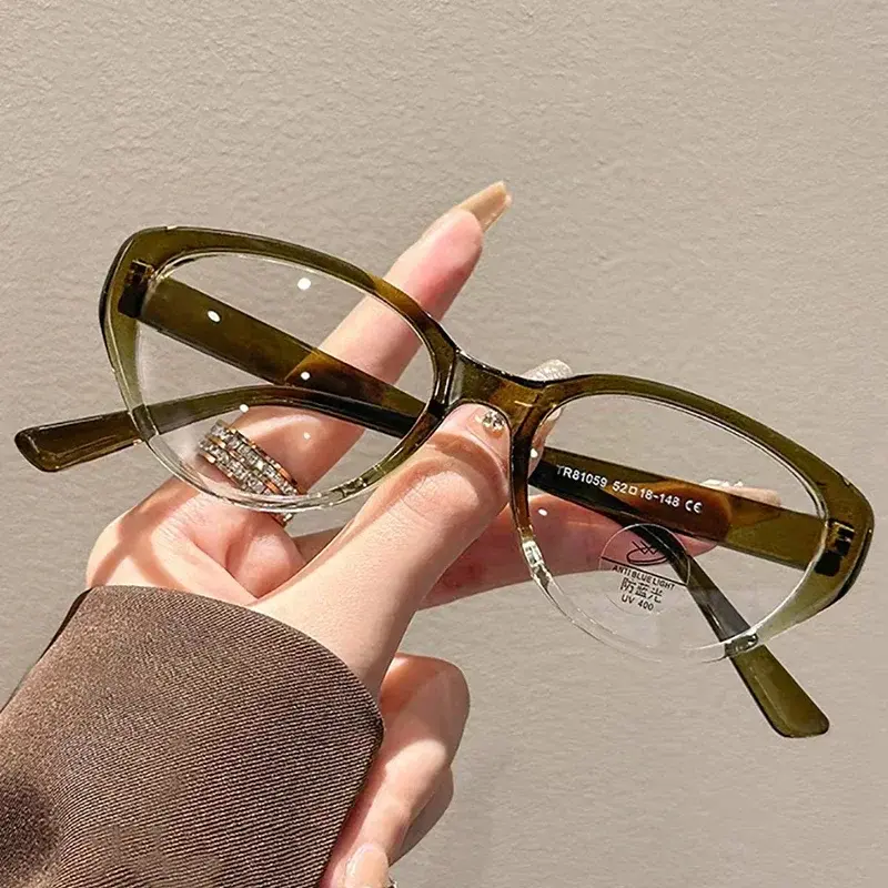 Retro Anti Blue Light Transparent Glasses Personalized Cat Eye Presbyopia Glasses Large Frame High-definition Reading Glasses