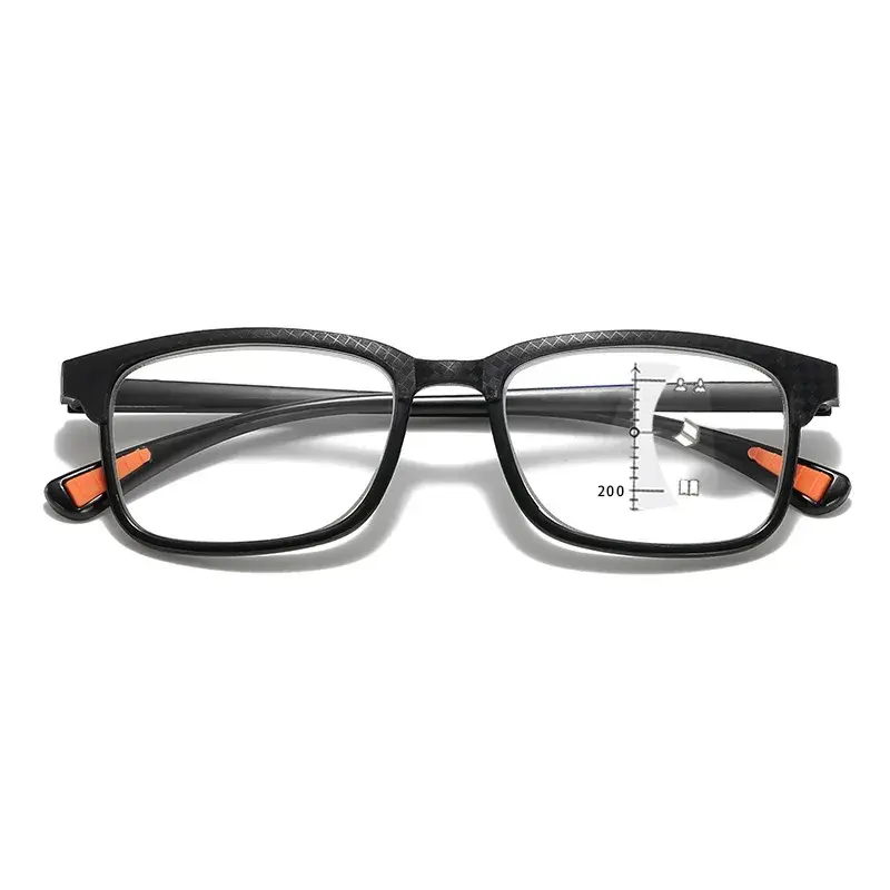 Men's and Women's Progressive Multifocal Presbyopia Glasses Fashion Square Frame Anti-blue Light Glasses Simple Reading Glasses