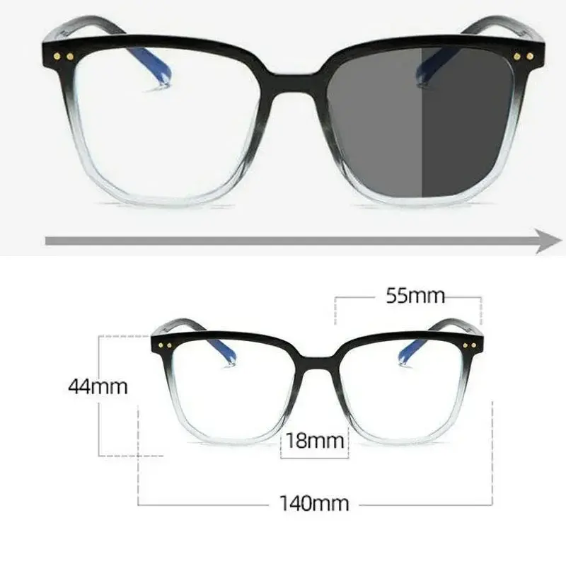 Photochromic Myopia Glasses Irregular Eyeglass Blue Light Blocking Eye Protection Near Sight Glasses Ultra Light Unisex Glasses