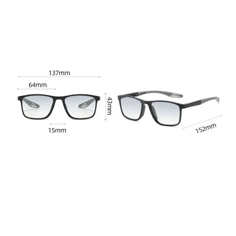 Sports Photochromic Reading Glasses 2-in-1 Anti UV Far Sight Sunglasses Progressive Color Anti-Blue Light Presbyopia Glasses