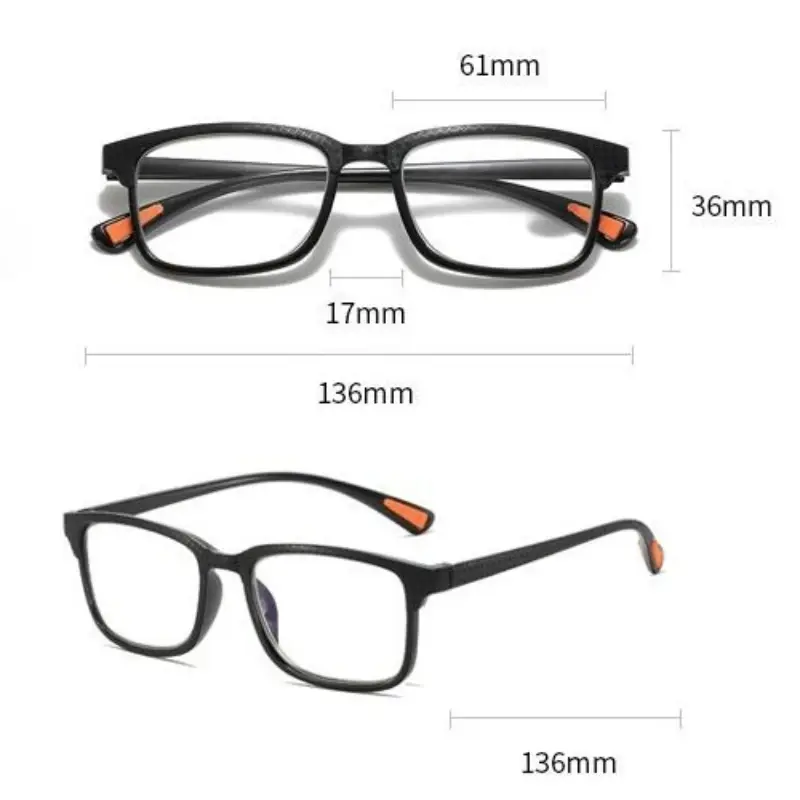 Men's and Women's Progressive Multifocal Presbyopia Glasses Fashion Square Frame Anti-blue Light Glasses Simple Reading Glasses