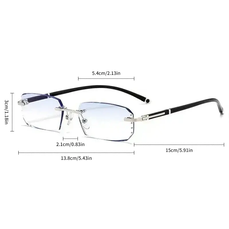 Ultra-light Anti Blue Near Sight Glasses Frameless Diamond Cutting Myopia Glasses Anti-radiation Finished Prescription Eyewear