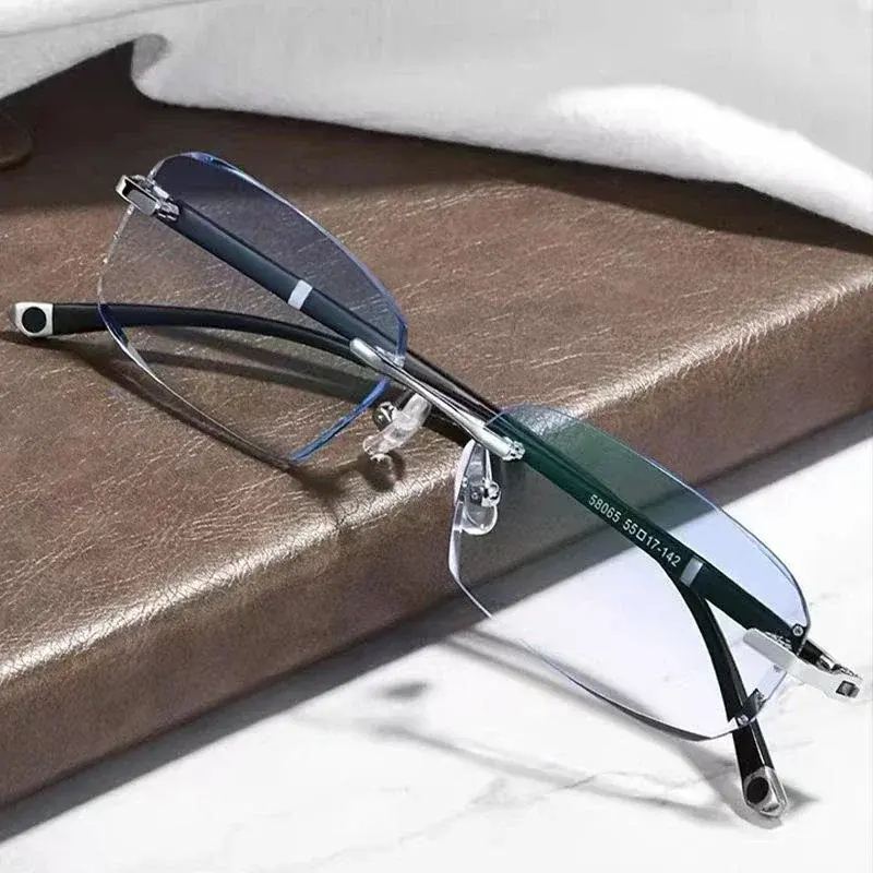 Ultra-light Anti Blue Near Sight Glasses Frameless Diamond Cutting Myopia Glasses Anti-radiation Finished Prescription Eyewear