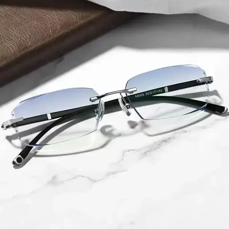 Ultra-light Anti Blue Near Sight Glasses Frameless Diamond Cutting Myopia Glasses Anti-radiation Finished Prescription Eyewear