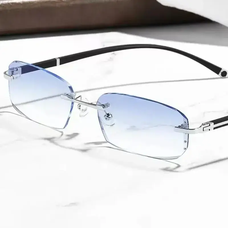 Ultra-light Anti Blue Near Sight Glasses Frameless Diamond Cutting Myopia Glasses Anti-radiation Finished Prescription Eyewear