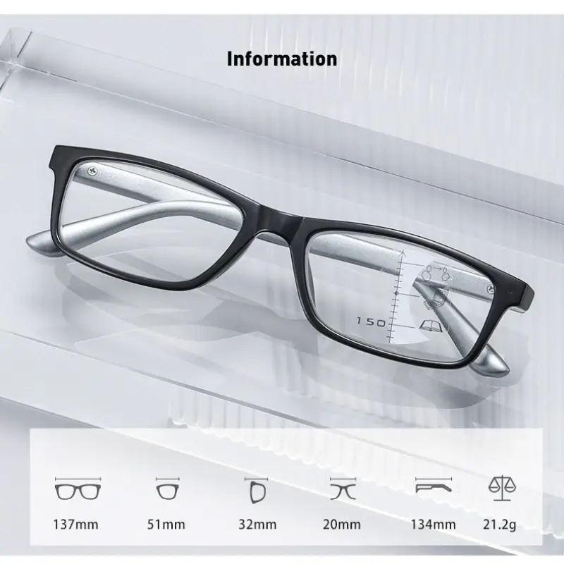 2025 Progressive Multifocal Reading Glasses Small Frame Versatile Presbyopia Anti Blue Light Clear Lens Far Sight Glasses