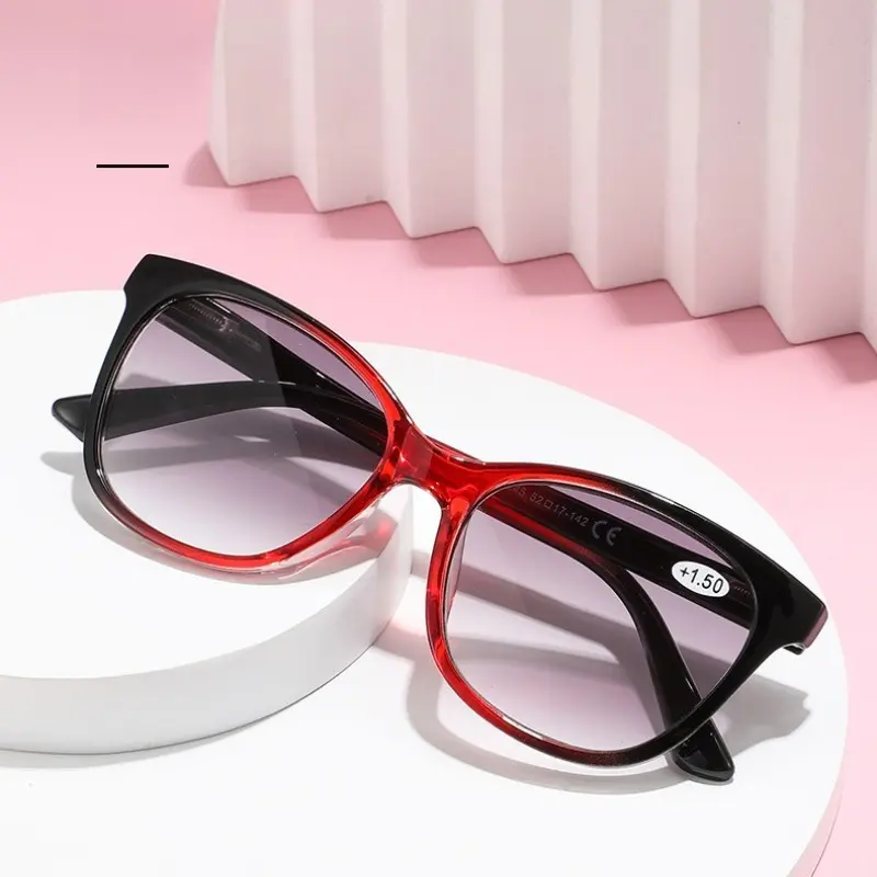 New Gradient Color Reading Glasses for Women Cat Eye Large Frame Sunglasses High-definition Anti Blue Light Presbyopia Eyewear