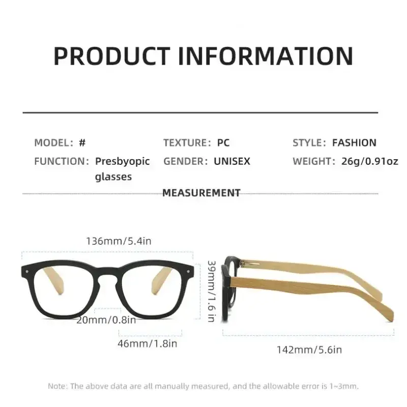 New Presbyopia Glasses Rice Nail Bamboo Legs Colorful High Definition Reading Glasses Portable Anti-Blue Light Far Sight Eyewear