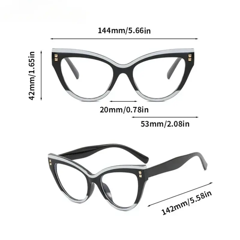 Fashion Photochromic Reading Glasses Retro Multicolour Cat Eye Rivets Presbyopia Women's INS Style Anti Blue Light Eyewear