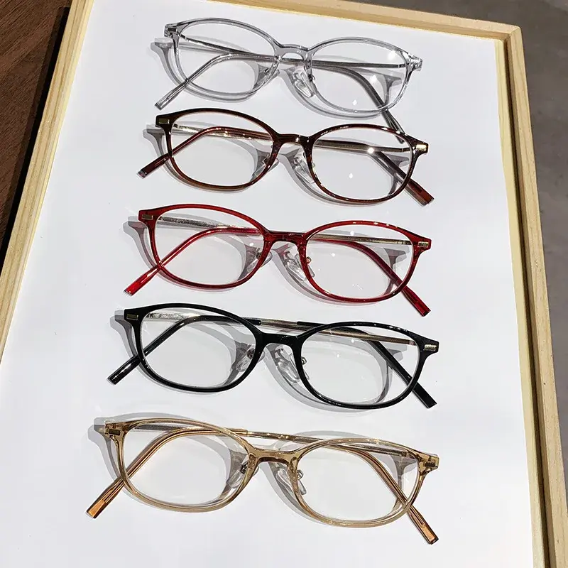 Men's and Women's Retro Round Frame Reading Glasses Fashionable Ultra-light Unisex Presbyopia HD Anti-blue Light Goggles
